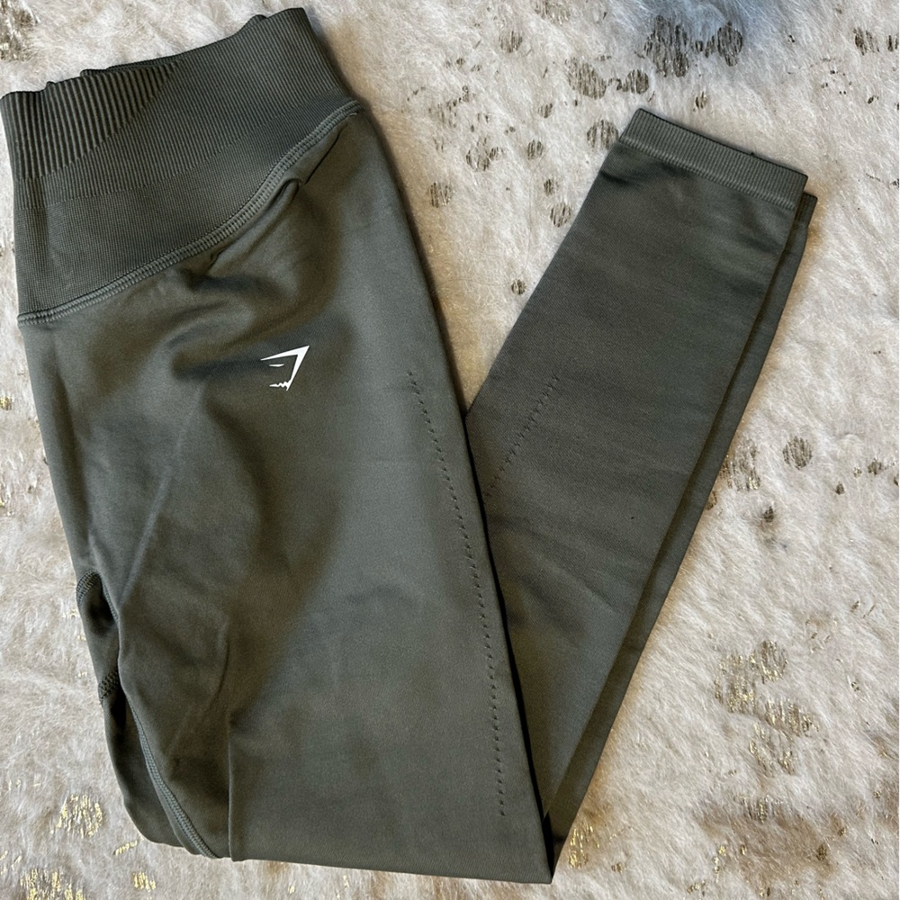 Gym Shark Olive Green Workout Leggings Size Medium
